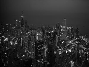 City in black and white