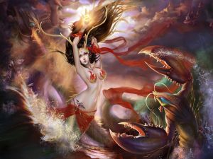 Mermaid attacked by giant lobsters