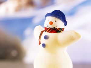 Snowman with blue hat