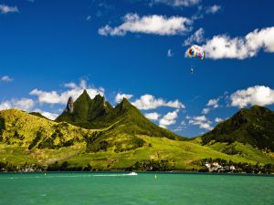 Parachutist in a beautiful place