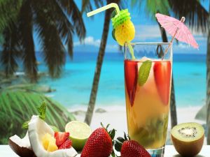 Cocktail with various fruits