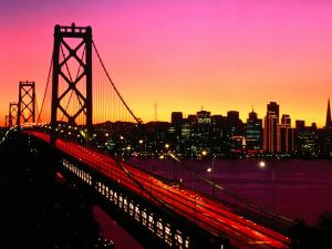 Night view of the Bay Bridge, San Francisco