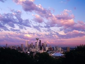 Sunset in downtown Seattle, Washington