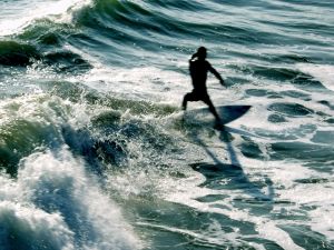 Surfer moving