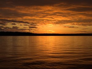 Beautiful sunset in the lake