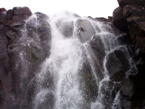 Waterfall between big stones