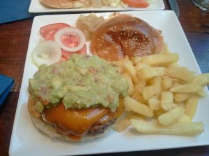 Burger with cheese and guacamole