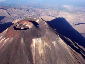 Aerial view of a volcano