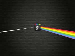 The Google Plus prism, breaking light into colors