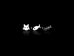 Cat plus fish equal to fishbone