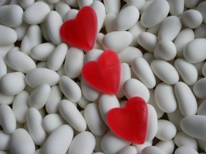 Three candy hearts