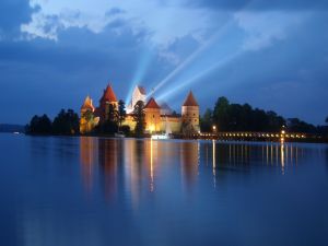 Night at the Trakai castle, Lithuania
