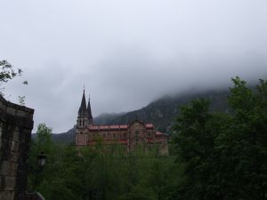 Fog in the Basilica of Covadonga (Asturias, Spain)