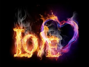 Love and heart on fire