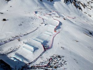 Aerial view of a ski slope