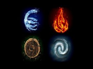 Water, fire, earth and air